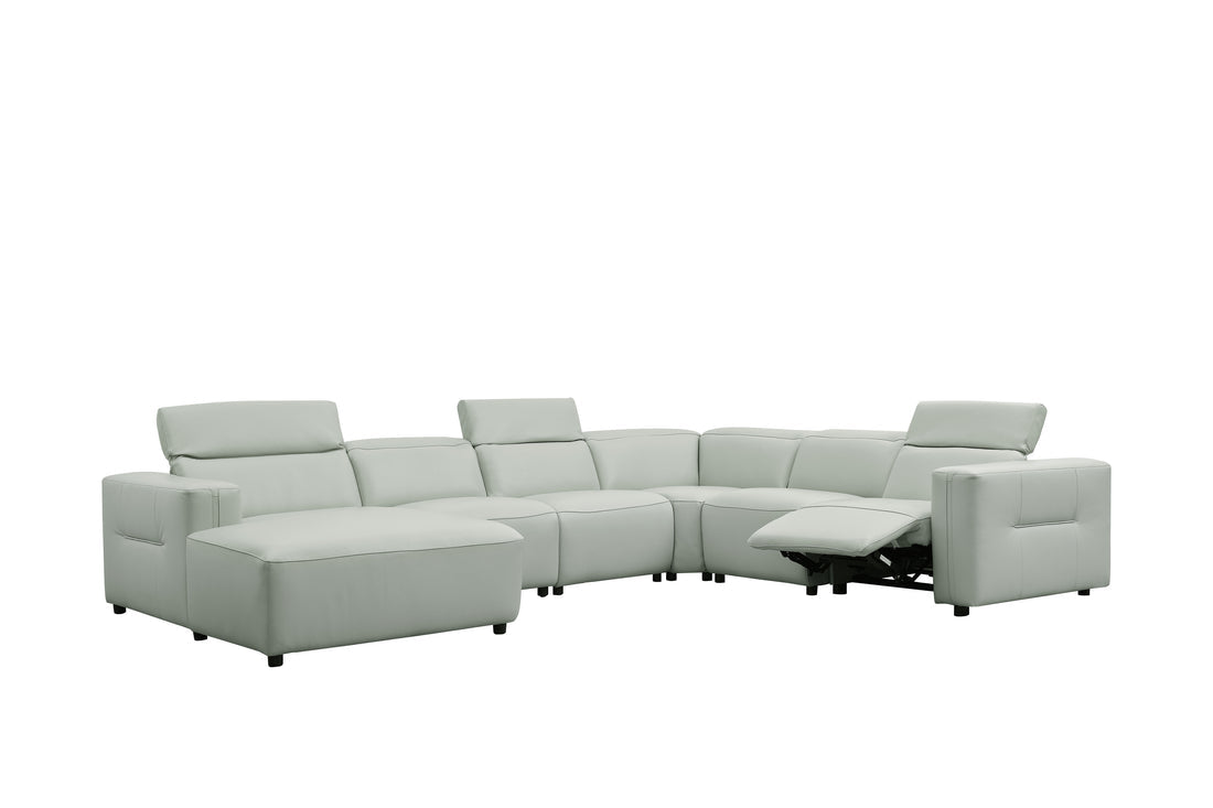 Noel Italian Leather/Match Power Reclining Sectional with Chaise