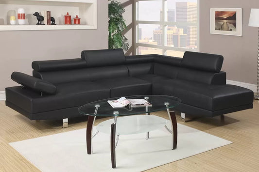 2-Piece Sectional Sofa Set Black