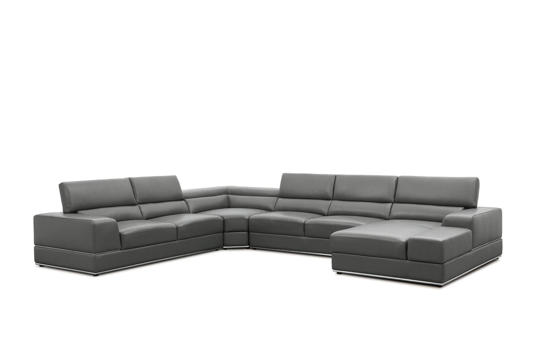 Nella Sectional Sofa | Italian Leather Match Dark Gray