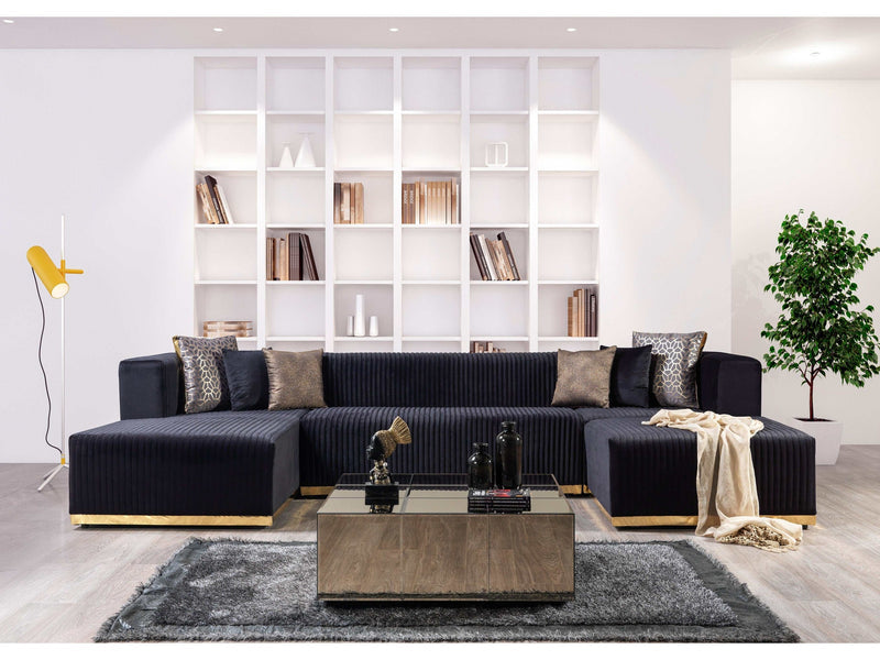 Juliana Black Velvet 4-Piece 140" Sectional