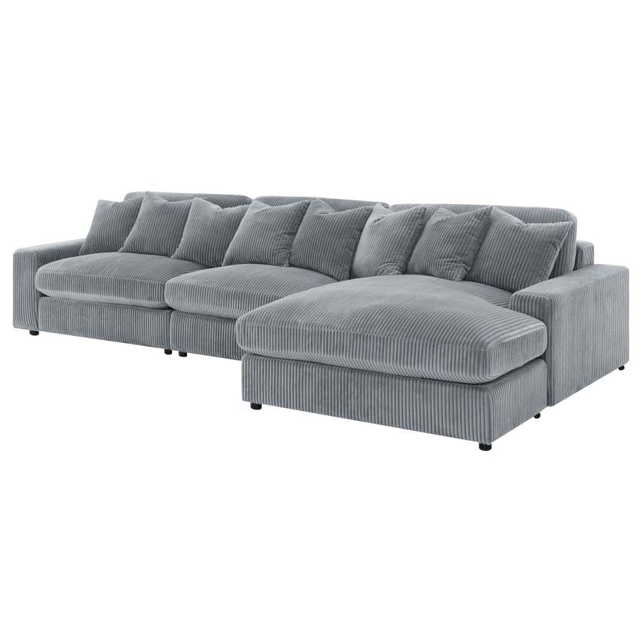 Blaine 3-Piece Upholstered Reversible Chaise Sectional Sofa Fog