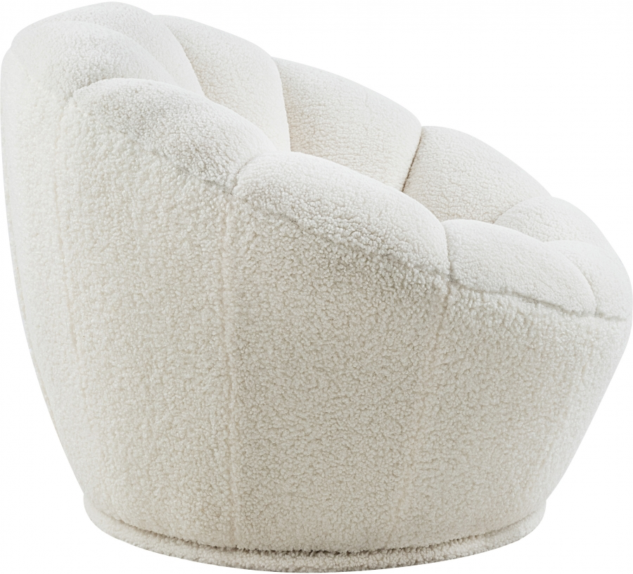 Dream Faux Sheepskin Fur Upholstered Swivel Accent Chair