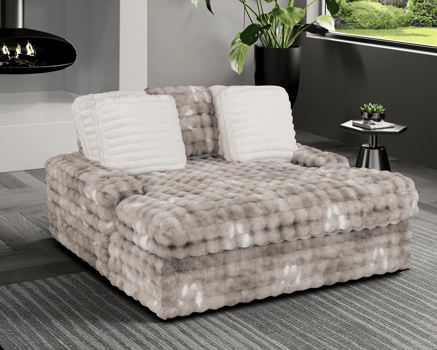 U8292 Comfy Marble Grey Chaise Lounge