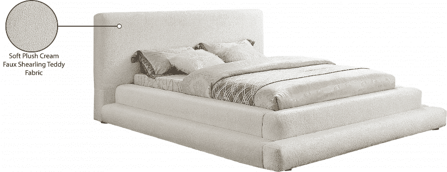 Dane Teddy Fabric Queen Bed - Cream