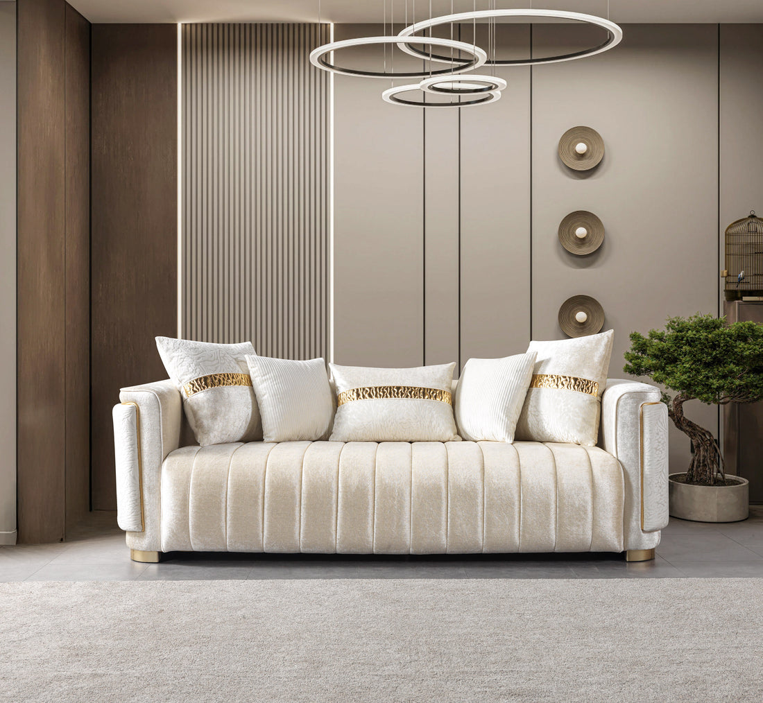 Carlina Ivory Velvet Sofa