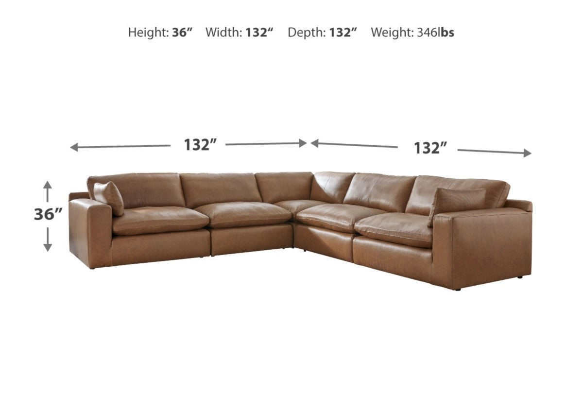 Emilia 5-Piece Leather Modular Sectional