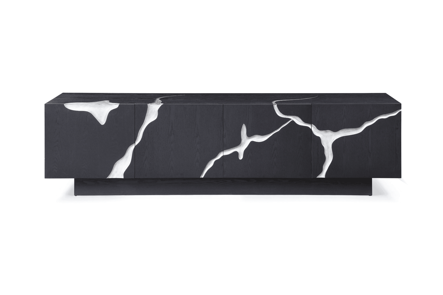 Modrest Aspen - Modern Matte Brown Ash & Silver TV Stand