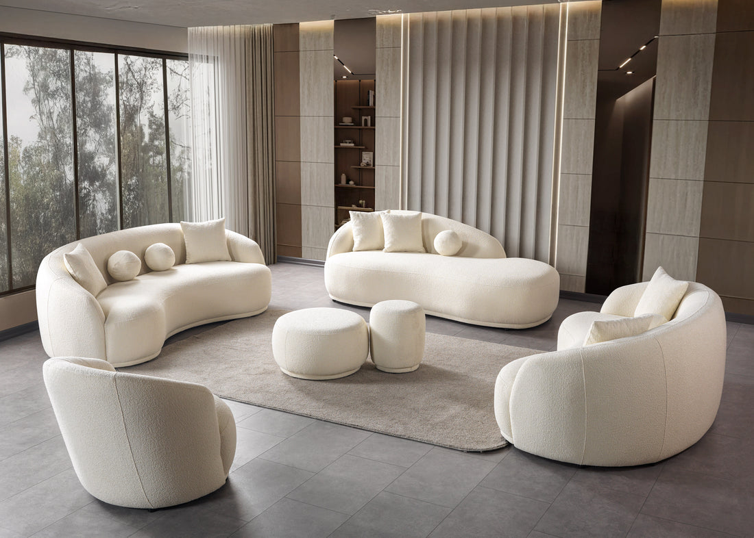 Bonita Ivory Boucle Sofa Chaise 87"