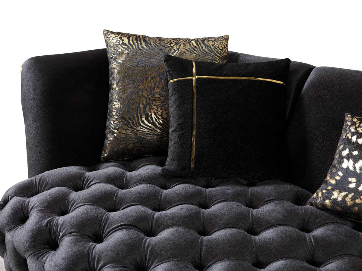 Daphne Black Velvet Sofa & Loveseat