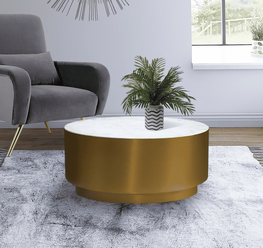 Presley Marble Top And Metal Base Coffee Table