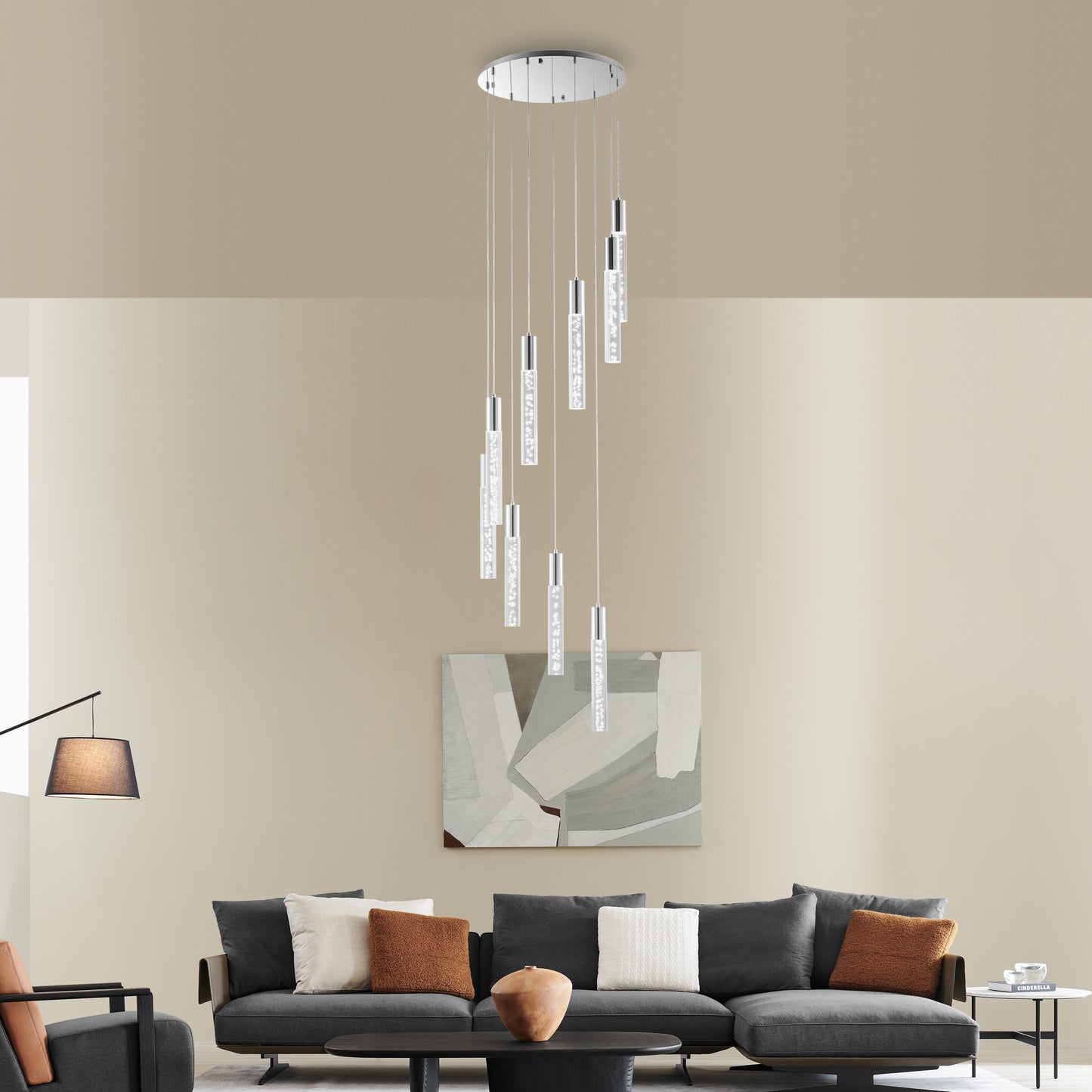 SPARKLING NIGHT CYLINDER CHANDELIER // 9 LIGHT