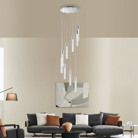 SPARKLING NIGHT CYLINDER CHANDELIER // 9 LIGHT