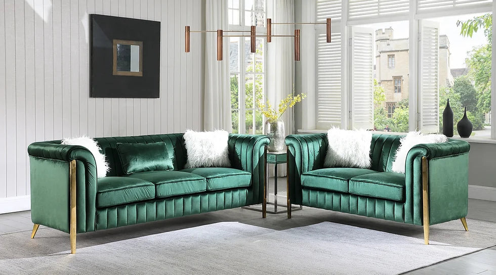 FARA GREEN SOFA & LOVESEAT