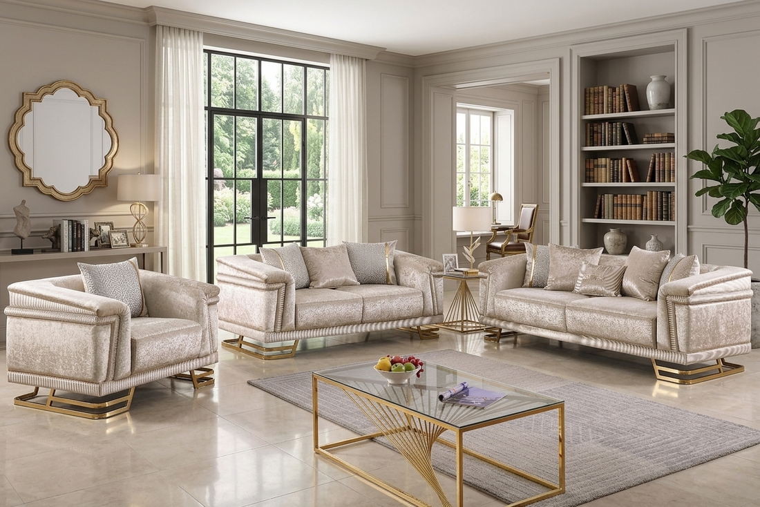 Amalfi Living room Set (Champagne)