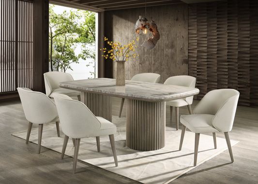 SAMARA - (GENUINE MARBLE) Table & 6-Chairs **NEW ARRIVAL**