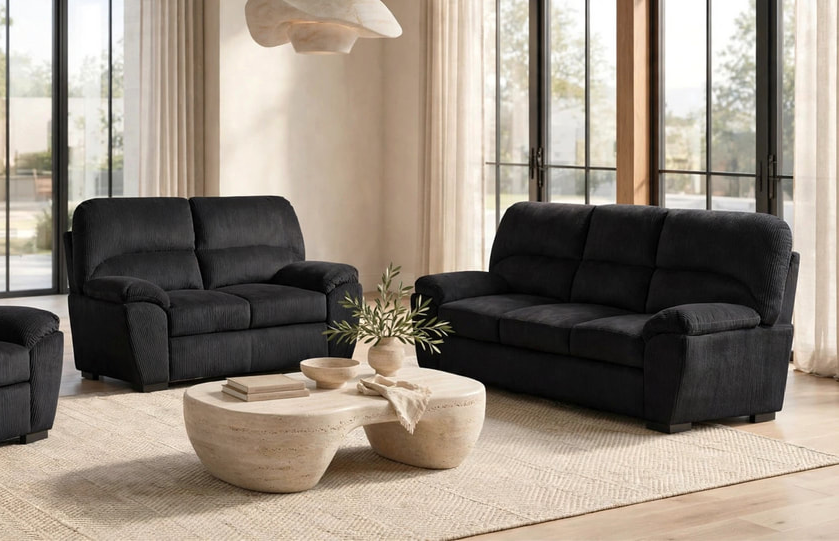 Tiffany 2pcs living room set Black