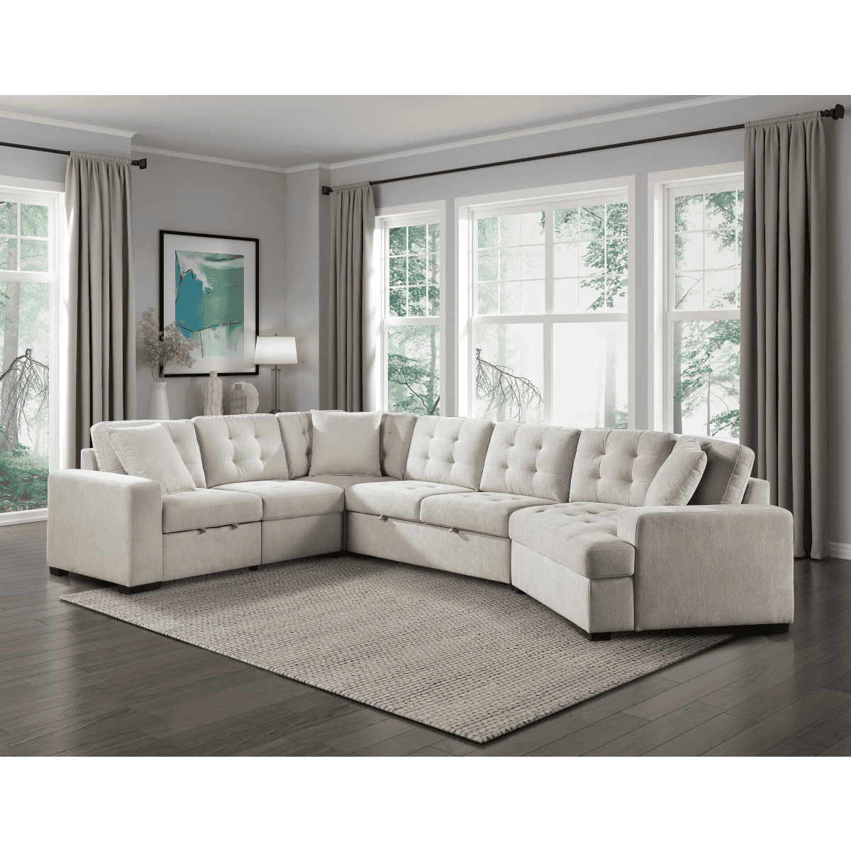 Logansport 4-Piece Sectional with Pull-out Bed and Pull-out Ottoman