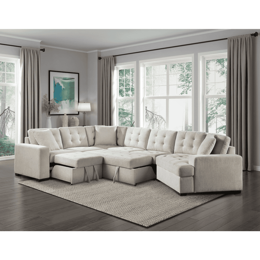 Logansport 4-Piece Sectional with Pull-out Bed and Pull-out Ottoman