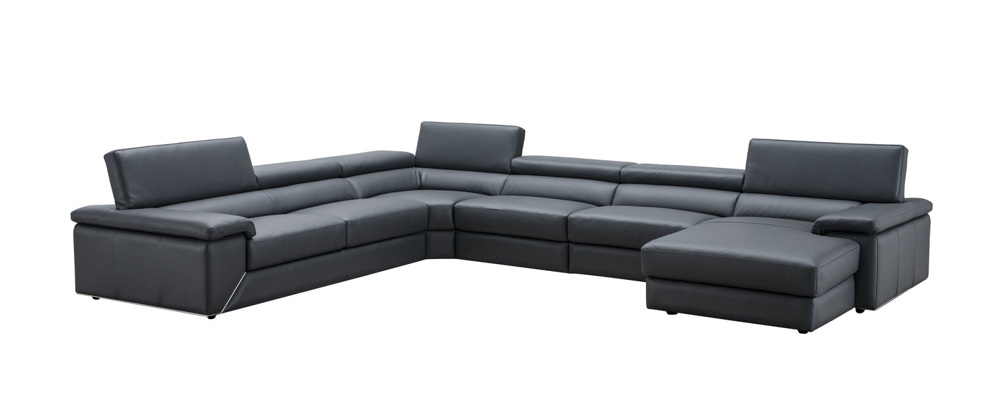 Kobe Premium Leather Sectional in Blue Grey