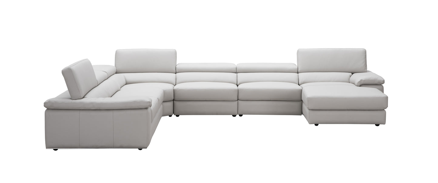 Kobe Premium Leather Sectional in Silver Grey