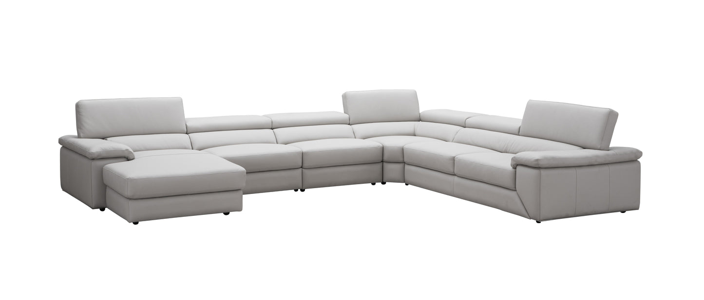 Kobe Premium Leather Sectional in Silver Grey