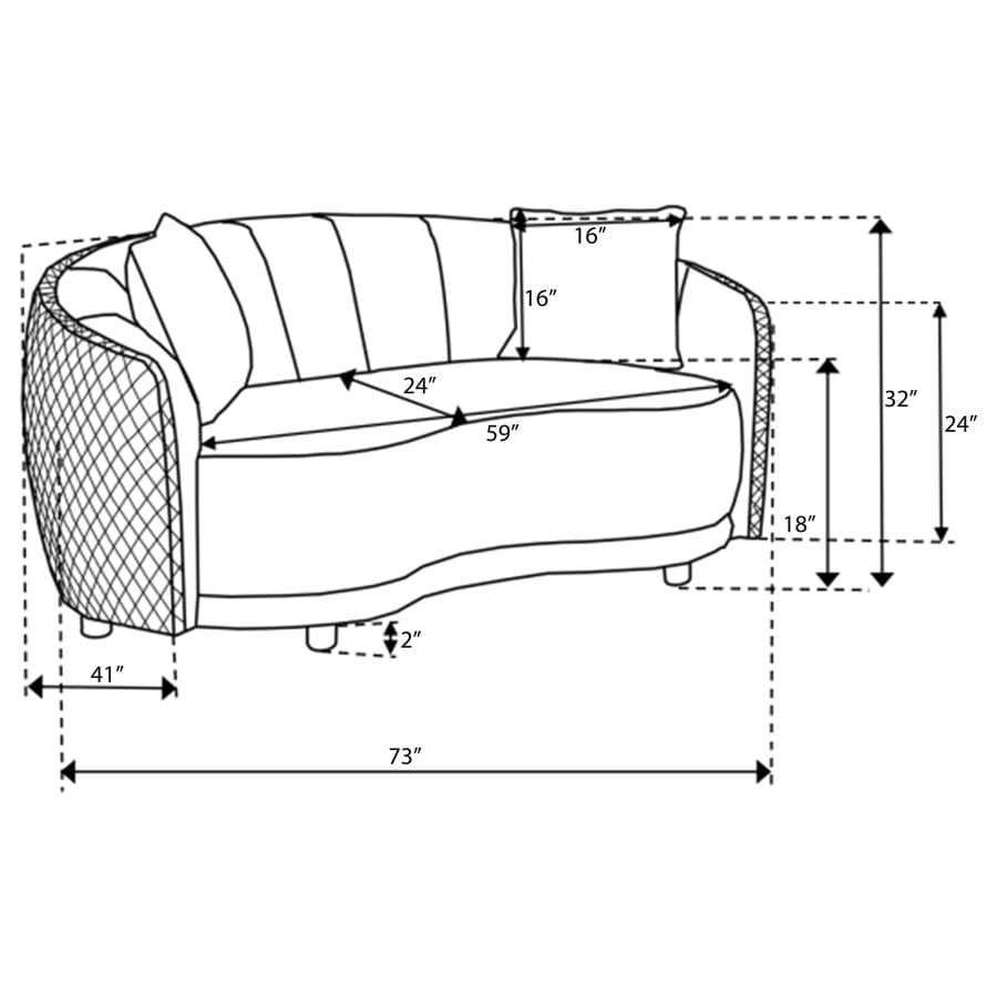 Brookside Velvet Upholstered Curved Sofa Dark Grey