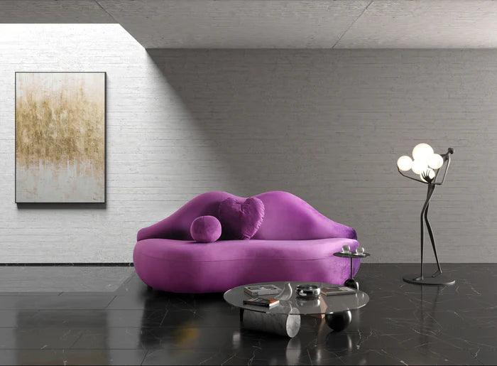 Lips Purple Velvet Loveseat