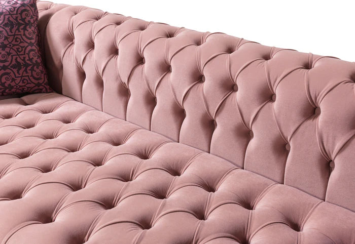 Lauren Pink Velvet Double Chaise 136" Sectional