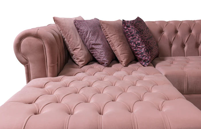 Lauren Pink Velvet Double Chaise 136" Sectional