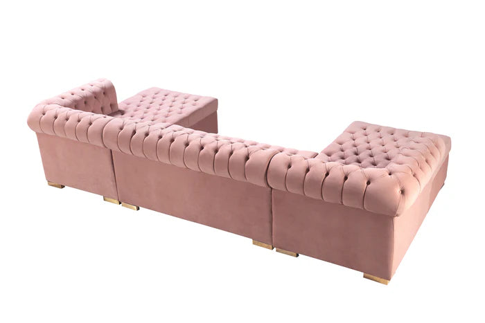 Lauren Pink Velvet Double Chaise 136" Sectional