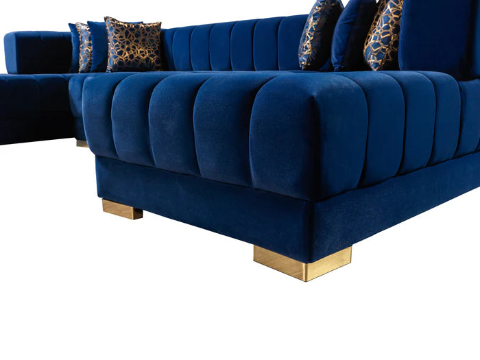 Ariana Blue Velvet Double Chaise 138" Sectional