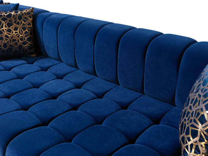 Ariana Blue Velvet Double Chaise 138" Sectional