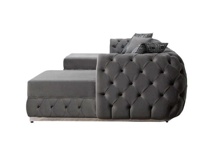 Jessie Gray Velvet Double Chaise 138" Sectional