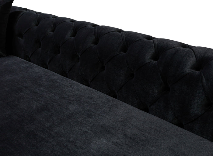 Jessie Black Velvet Double Chaise 138" Sectional