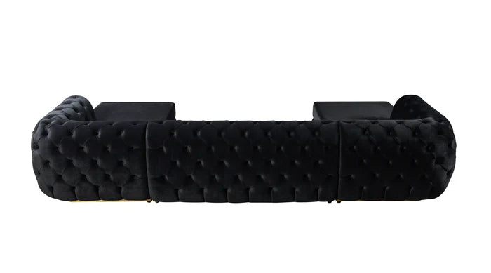 Jessie Black Velvet Double Chaise 138" Sectional