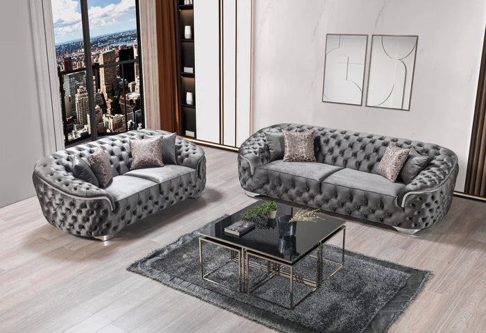 Lupino Gray Velvet Sofa 95" & Loveseat 82"