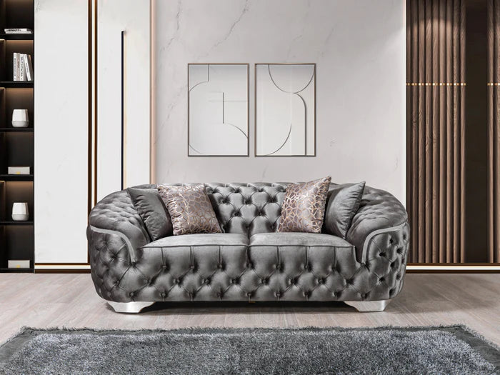 Lupino Gray Velvet Sofa 95" & Loveseat 82"