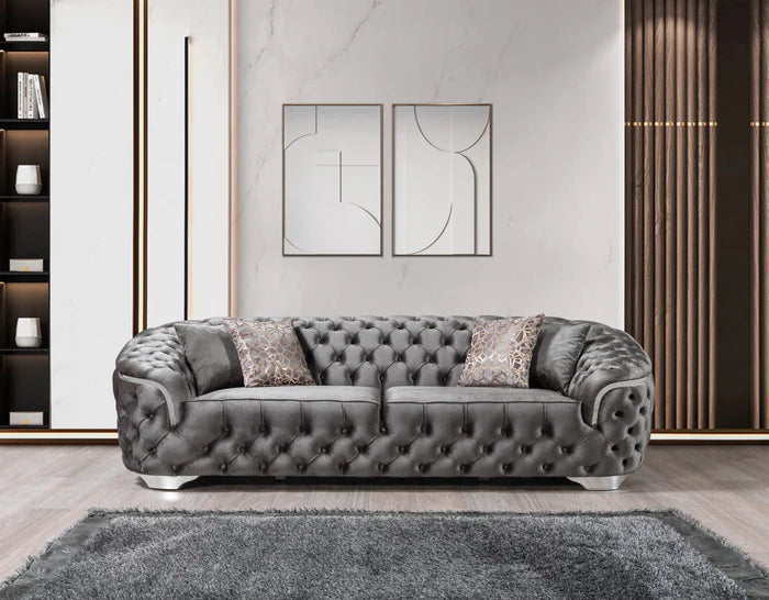 Lupino Gray Velvet Sofa 95" & Loveseat 82"