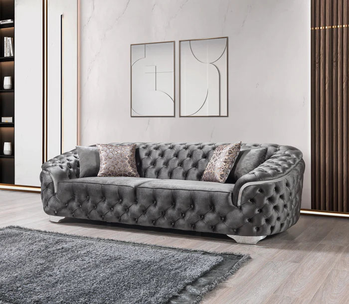 Lupino Gray Velvet Sofa 95" & Loveseat 82"