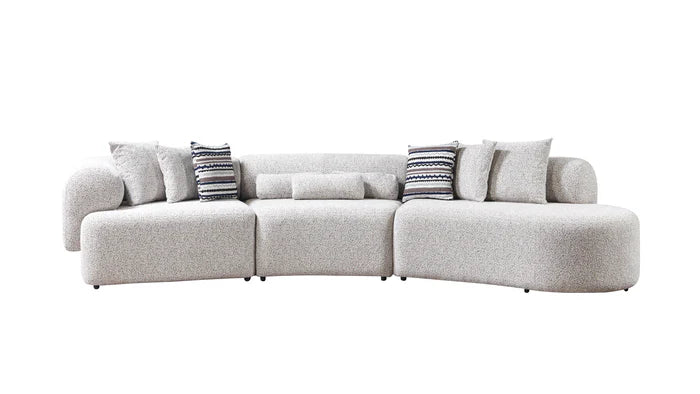 Lena Stone Boucle 3-Piece Curved 145" Sectional