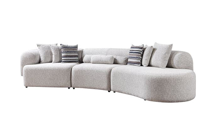 Lena Stone Boucle 3-Piece Curved 145" Sectional