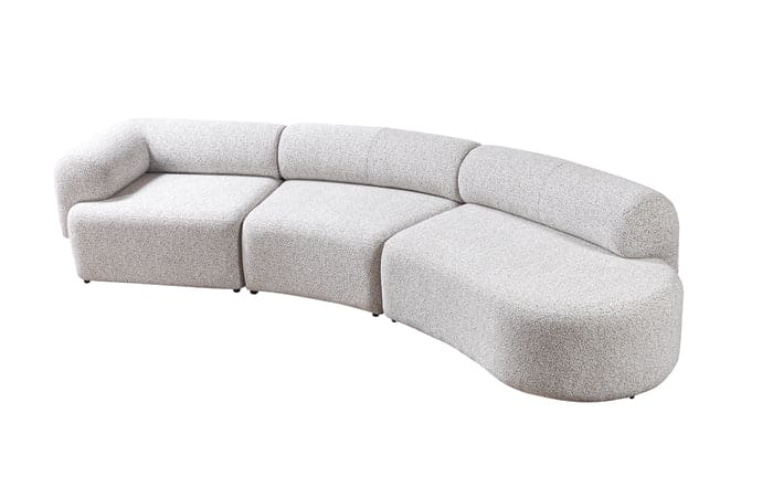 Lena Stone Boucle 3-Piece Curved 145" Sectional