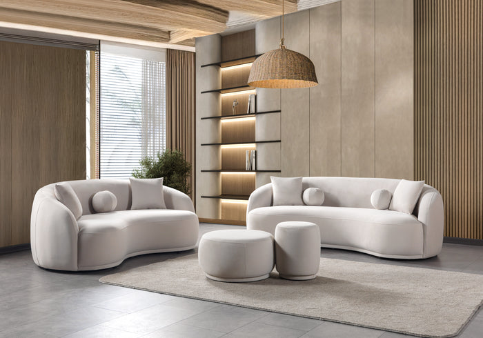 Bonita Ivory Velvet Sofa 91"