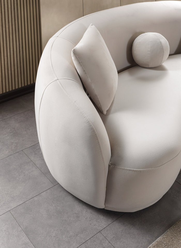 Bonita Ivory Velvet Sofa 91"