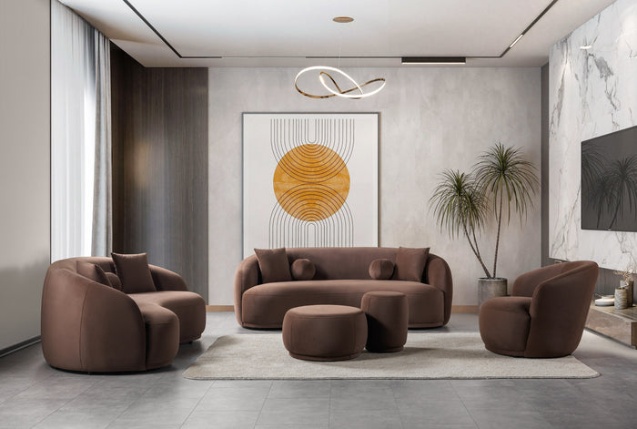 Bonita Coffee Velvet Loveseat 81"