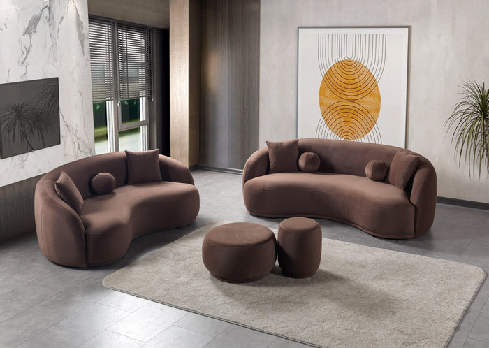 Bonita Coffee Velvet Sofa 91"