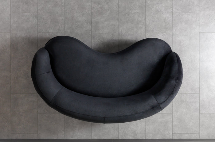 Bonita Black Velvet Loveseat 81"