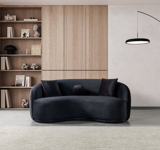 Bonita Black Velvet Loveseat 81"