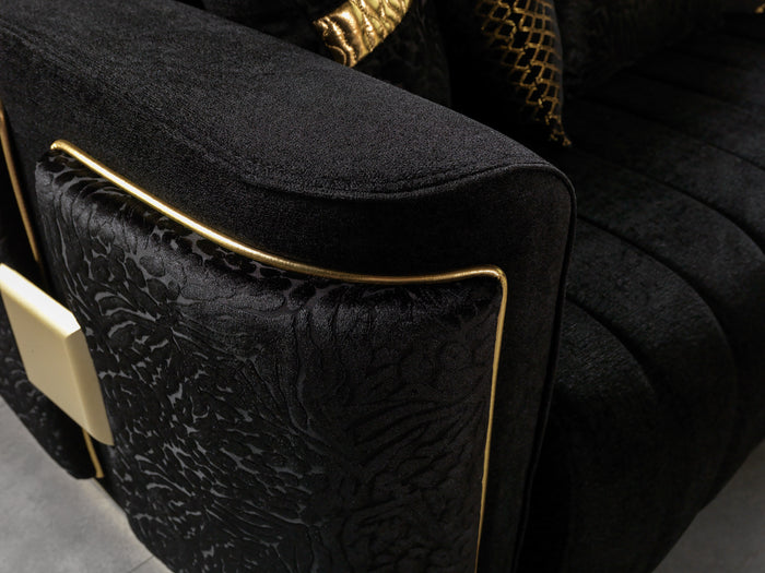 Carlina Black Velvet Sofa & Loveseat