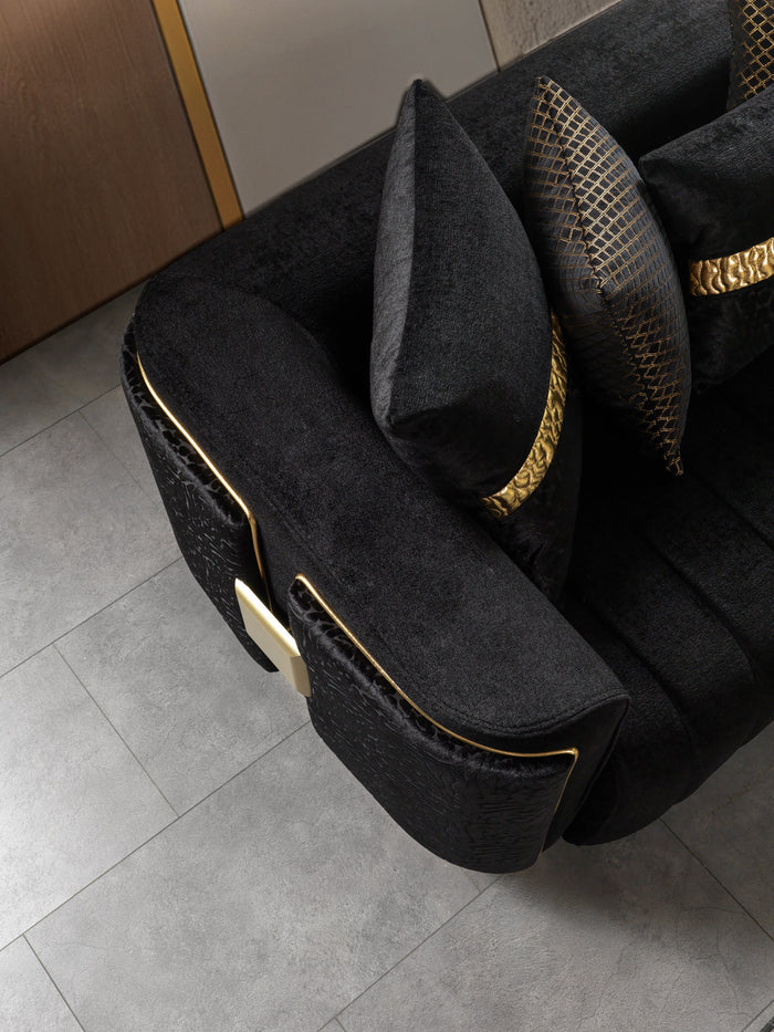 Carlina Black Velvet Sofa & Loveseat